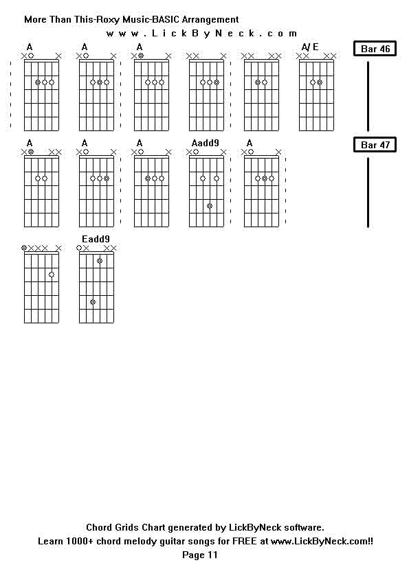 Chord Grids Chart of chord melody fingerstyle guitar song-More Than This-Roxy Music-BASIC Arrangement,generated by LickByNeck software.